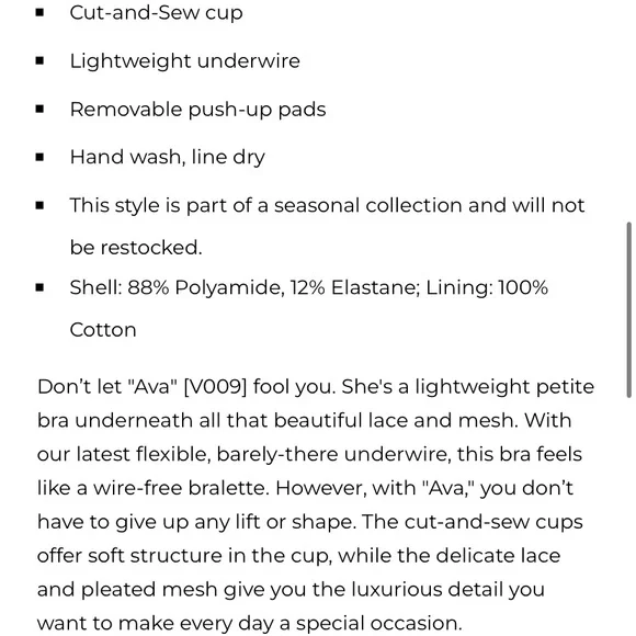 New NWT The Little Bra Company Bralette Ava Apricot Honey Lace 38A Petite - Picture 14 of 15